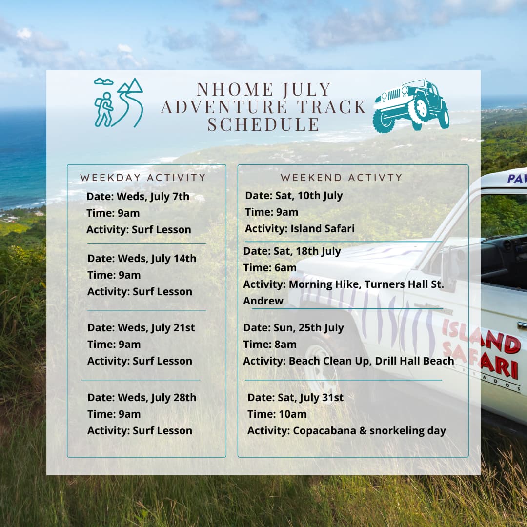 July Adventure Track Schedule